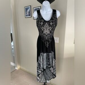 Vocal Black and Gray Patterned Maxi Dress / Tunic Top
